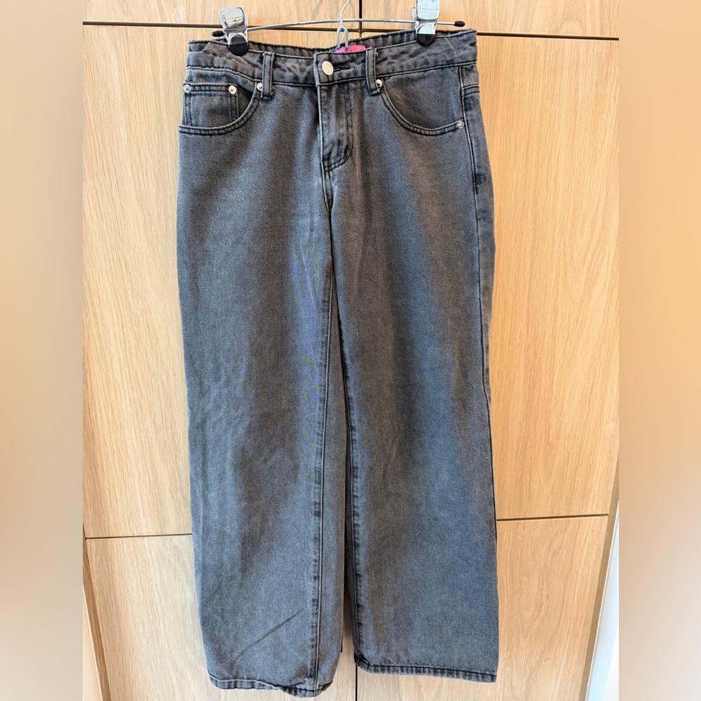 Edikted Wide-Leg Jeans in Washed Black